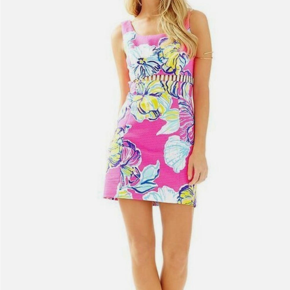 Lily Pulitzer Iggy Kir Royal Pink Swept by the Tides Cut Out mini dress